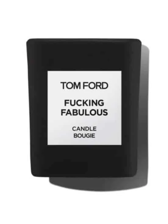 Tom Ford Private Blend candle in a black glass with a white label