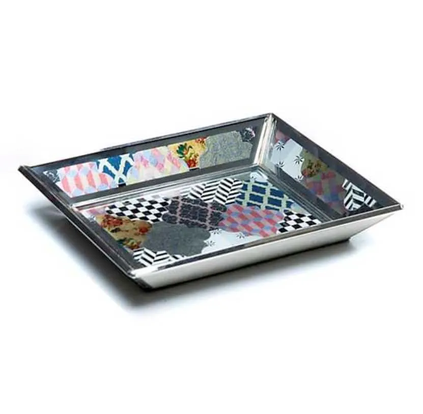 MacKenzie-Childs Venezia small tray with colorful patchwork patterns