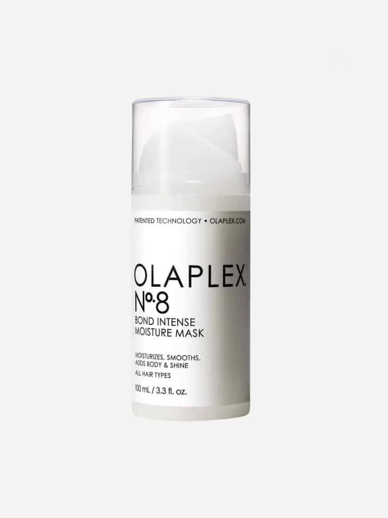 Olaplex No. 8 Bond Intense Moisture Mask in a white pump bottle