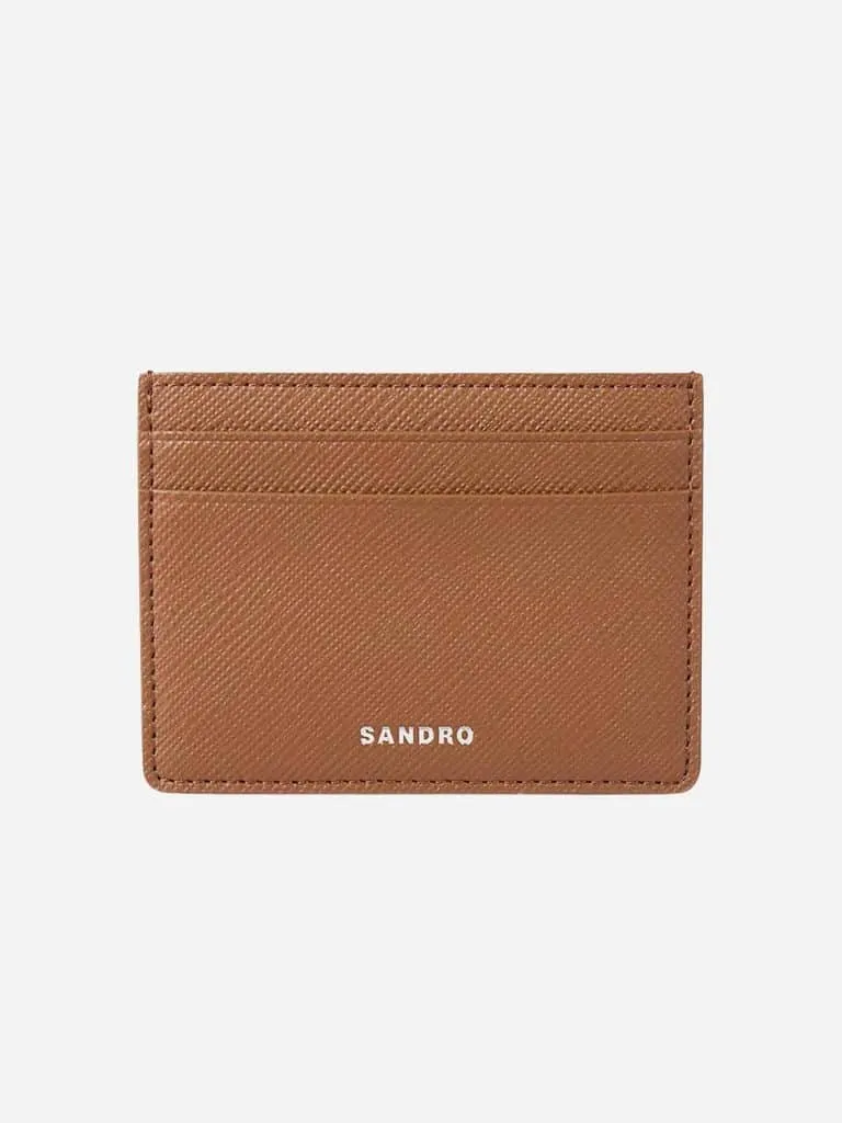 Brown saffiano leather Sandro card holder