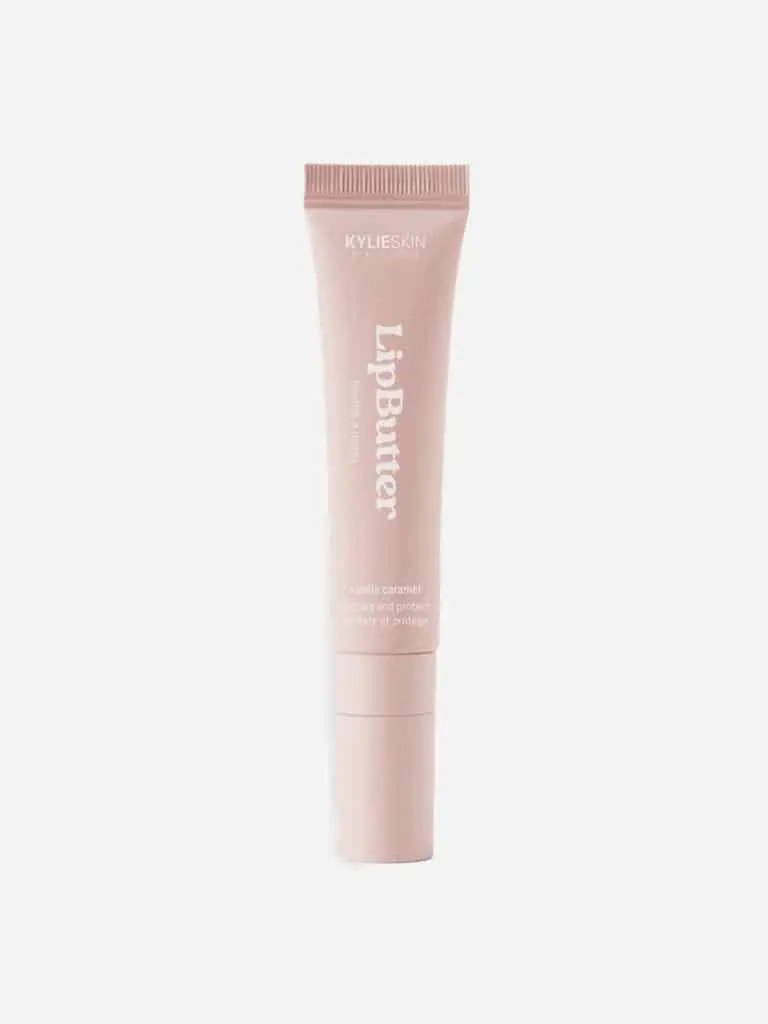 Kylie Skin Lip Butter Balm in a pale pink tube