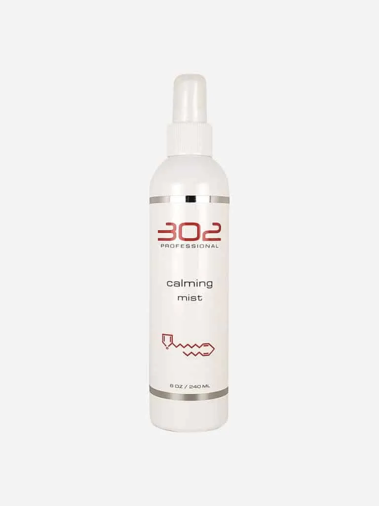 302 Professional Calming Mist in a white spray bottle