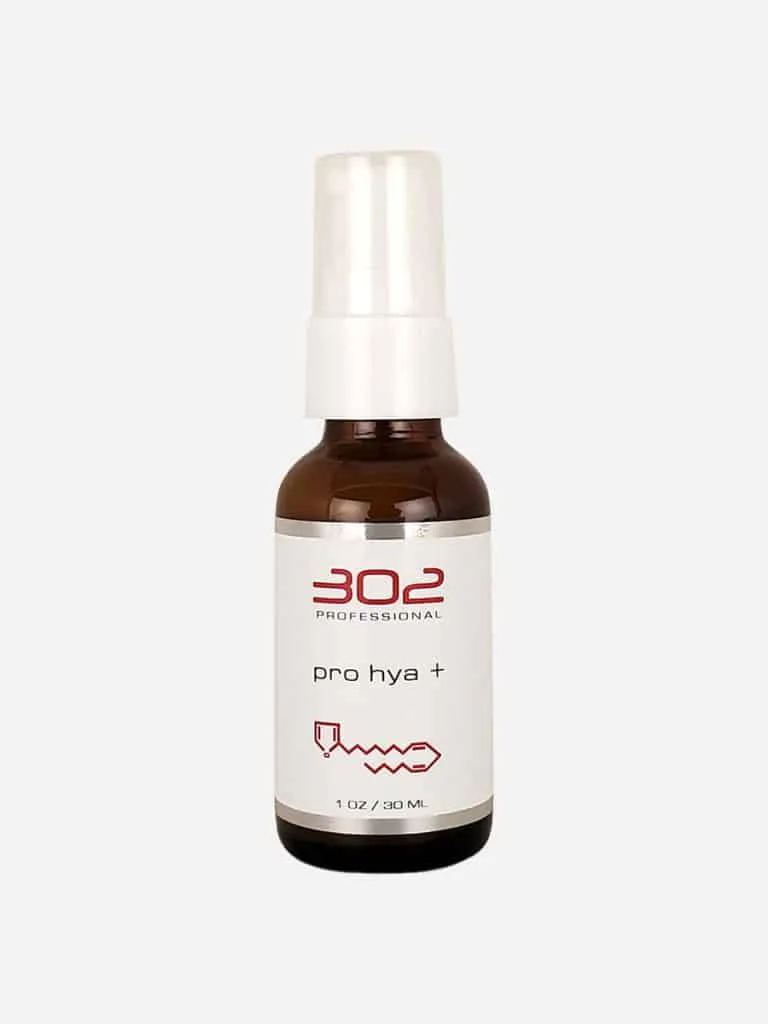 302 Professional Pro Hya + serum in an amber pump bottle