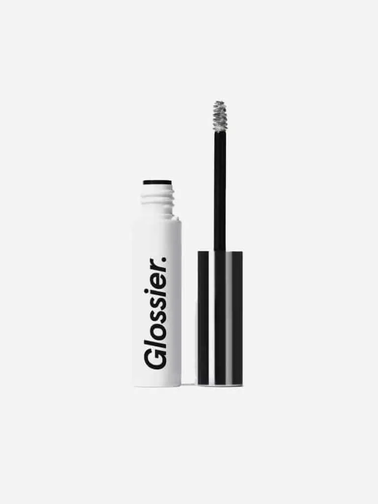 Glossier Boy Brow in Clear with the wand pulled out of the tube