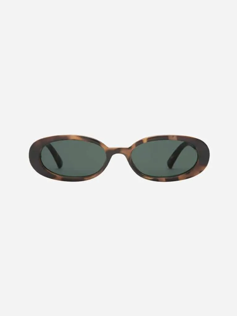 Le Specs Outta Love oval sunglasses in tortoiseshell with dark green lenses