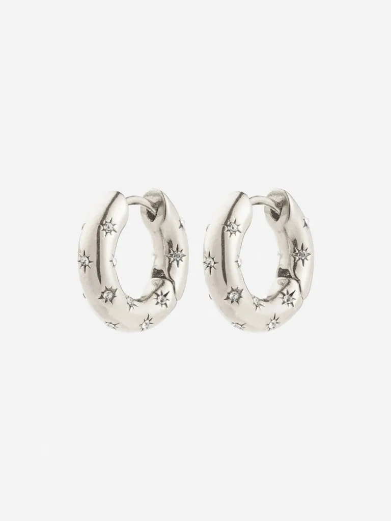 Pilgrim NEVAEH silver-plated hoops with small star engravings
