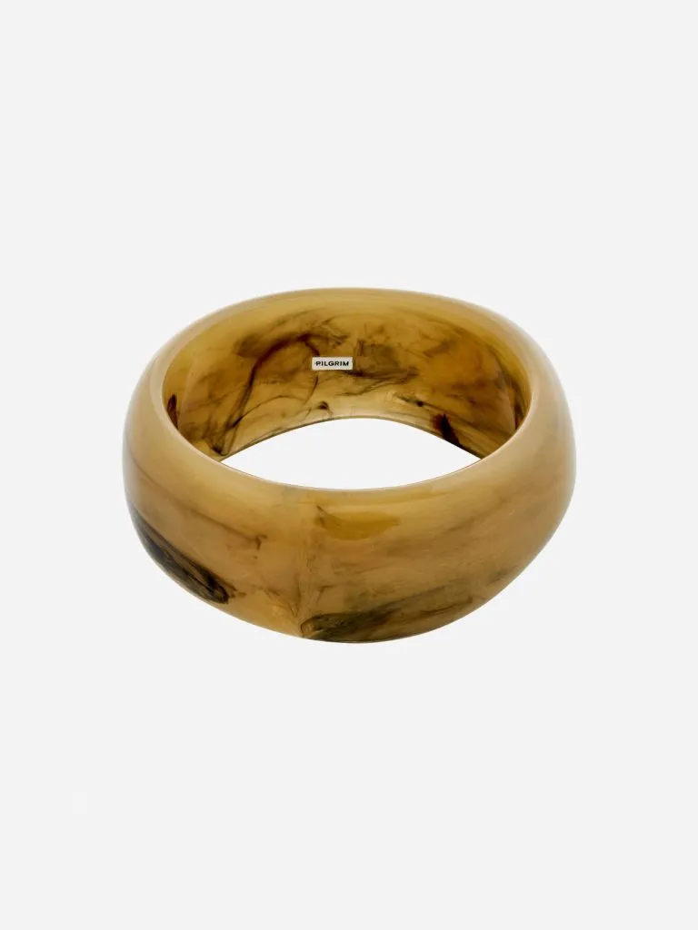 Pilgrim AASE maxi bangle in a marbled green and amber resin