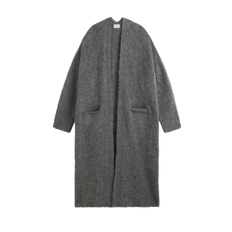 long grey alpaca cardigan